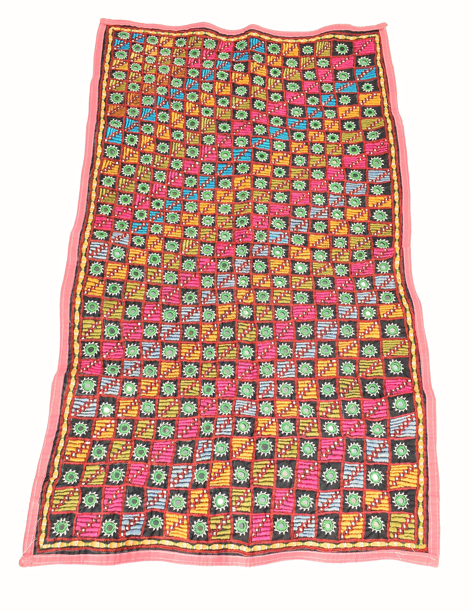 ethnics of kutch kharek work cotton wall decoration - 100 cms length - (multi co 14403a)