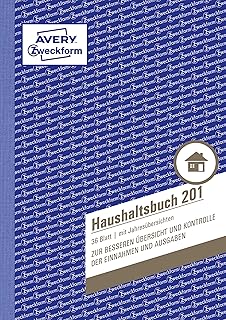AVERY Zweckform 148 x 210 mm Haushaltsbuch (A5, mit Jahresübersicht, 36 Blatt) weiß