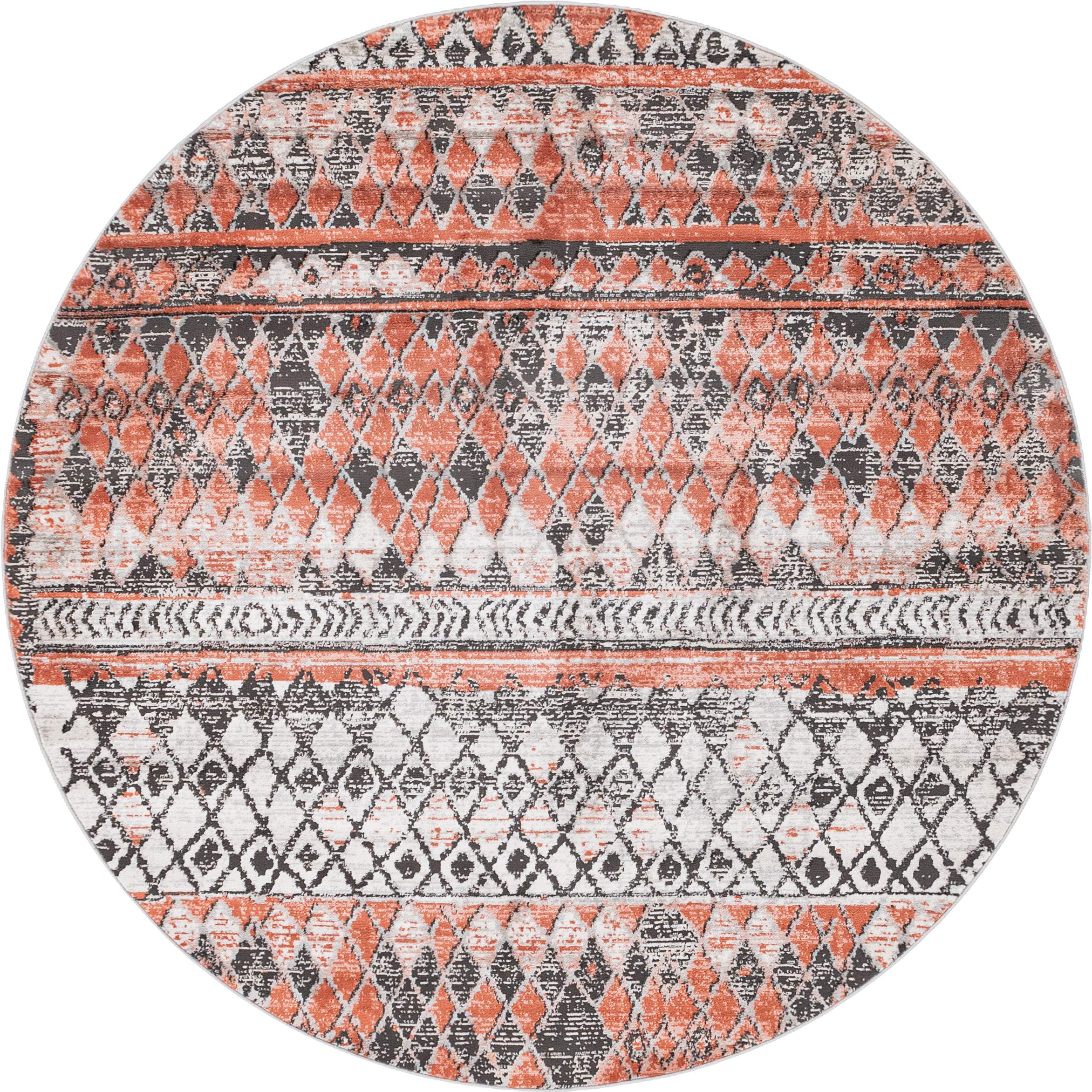 Rugs.Com Leipzig Collection Round Rug – 7 Ft Round Salmon Low-Pile Rug Perfect for Kitchens, Dining 