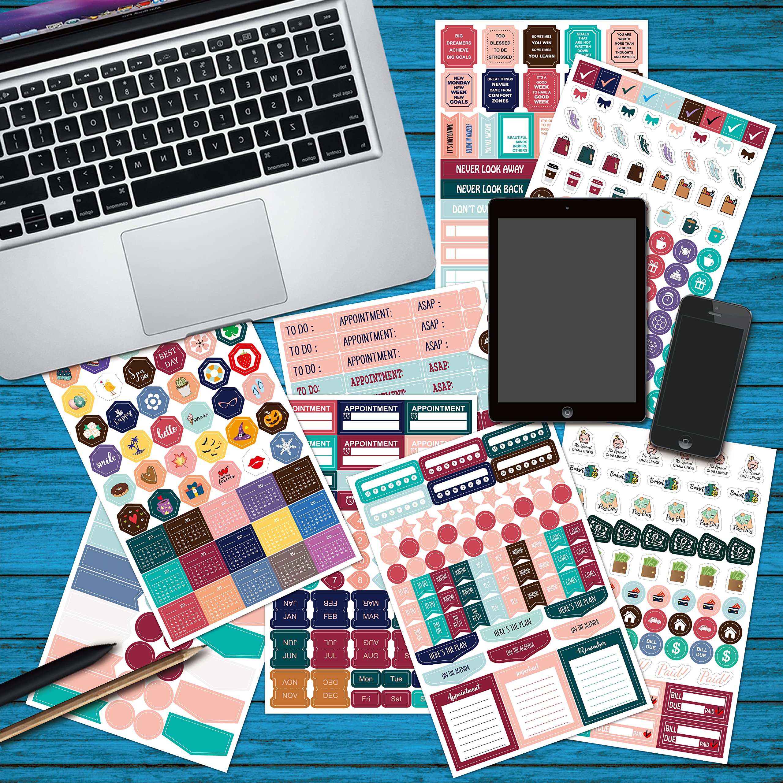 Planner Stickers,8 Sheets 497+ New Monthly Daily Planners Vintage Holiday Seasonal Happy Scrapbook Supplies Sticker Calendar Journaling Stickers Gifts for Adults Kids - Image 6