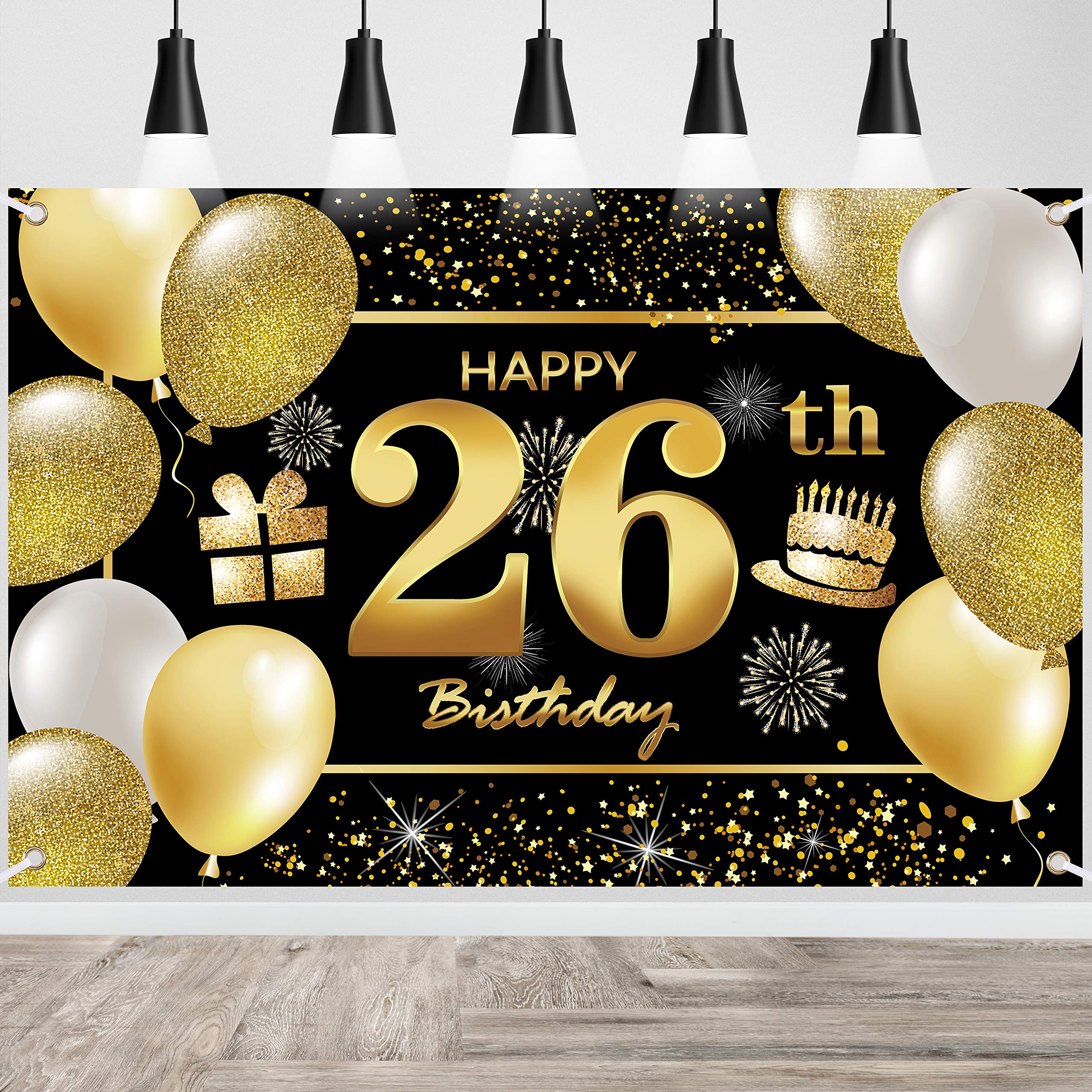 26th Happy Birthday Banner IMISI Birthday Decorations Birthday Backdrop Decorations for a Party