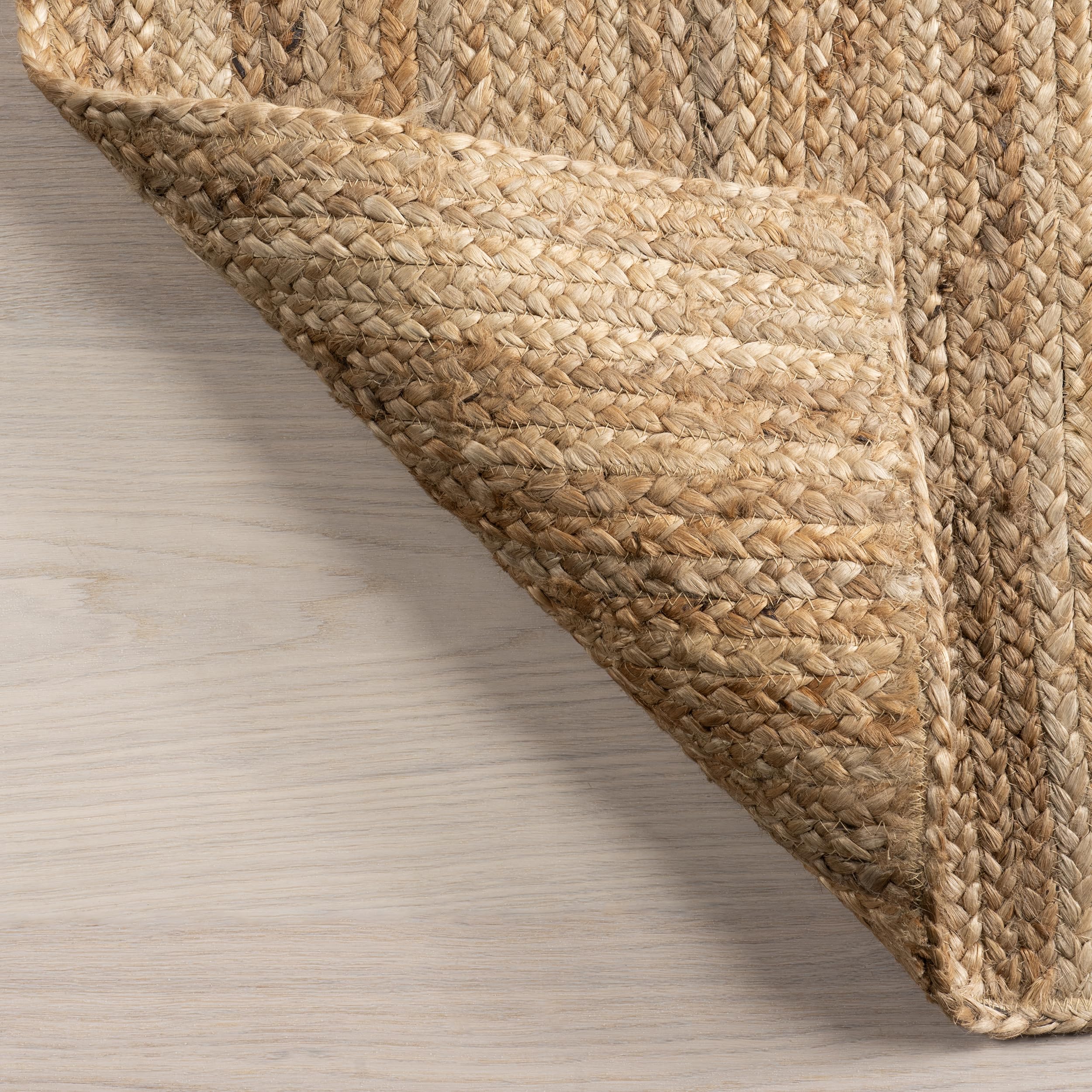 Nuloom Tappeto in Iuta Rigo Intrecciato a Mano, Juta, Naturale, 120 cm Round