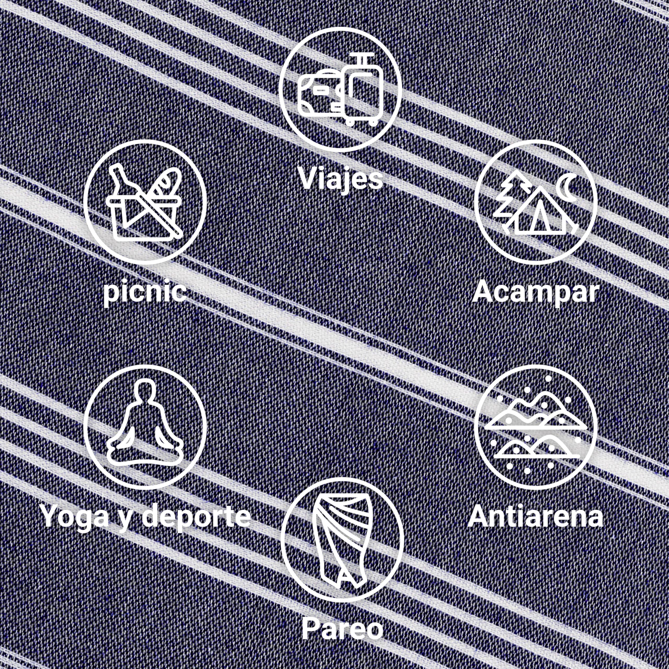LeStoff Fouta Premium – 100% algodón orgánico - Prelavado, sostenible, Absorbente y de Secado rápido - Toalla de Playa, baño, Ducha, Yoga, Sauna, Piscina y Viaje (200 x 200 cm Navy) | Toalla de playa para yoga, camping y viaje - antiarena, prelavado, lige