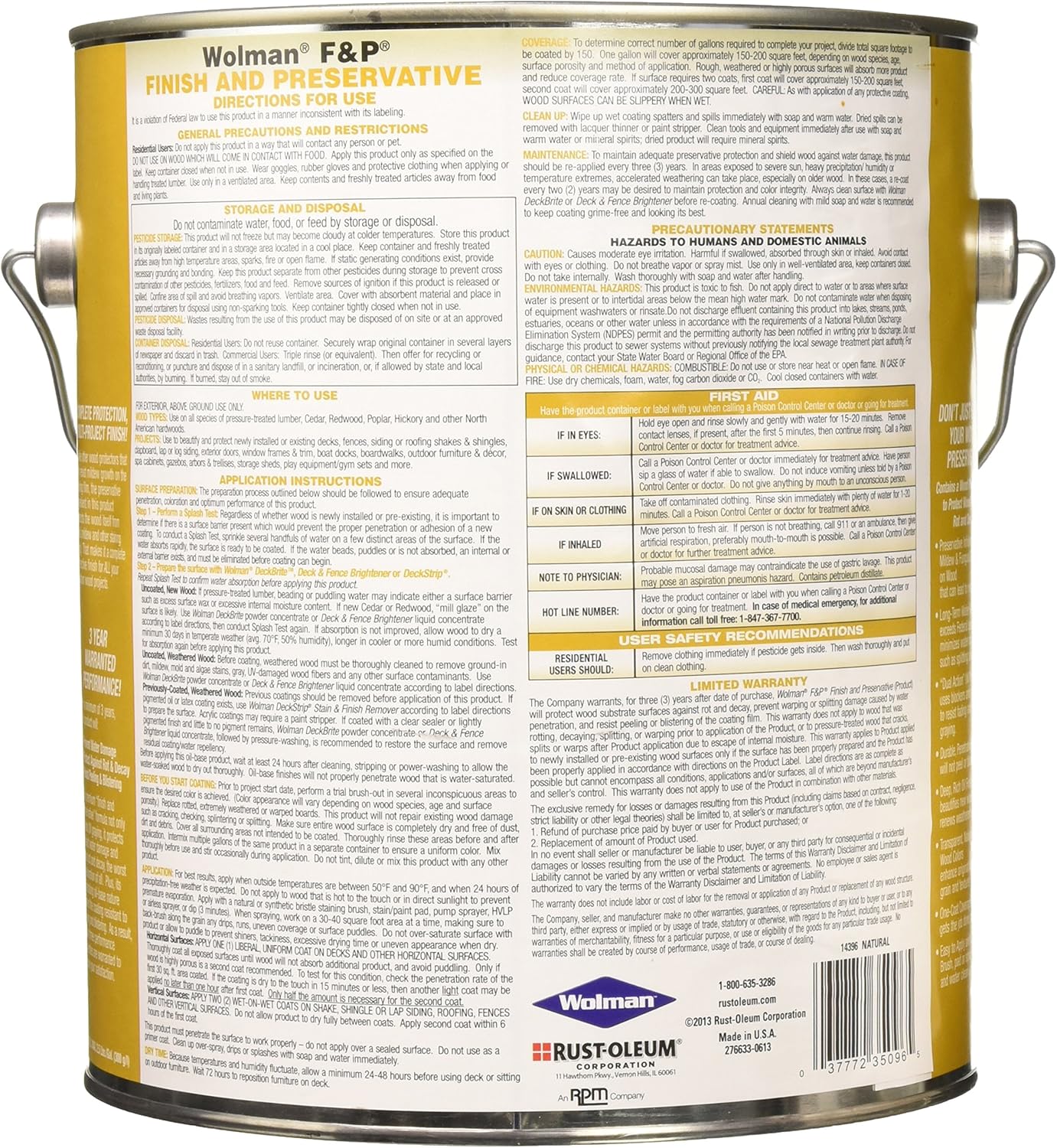 Rust-Oleum Wolman F&P 14396 Natural Finish and Preservative