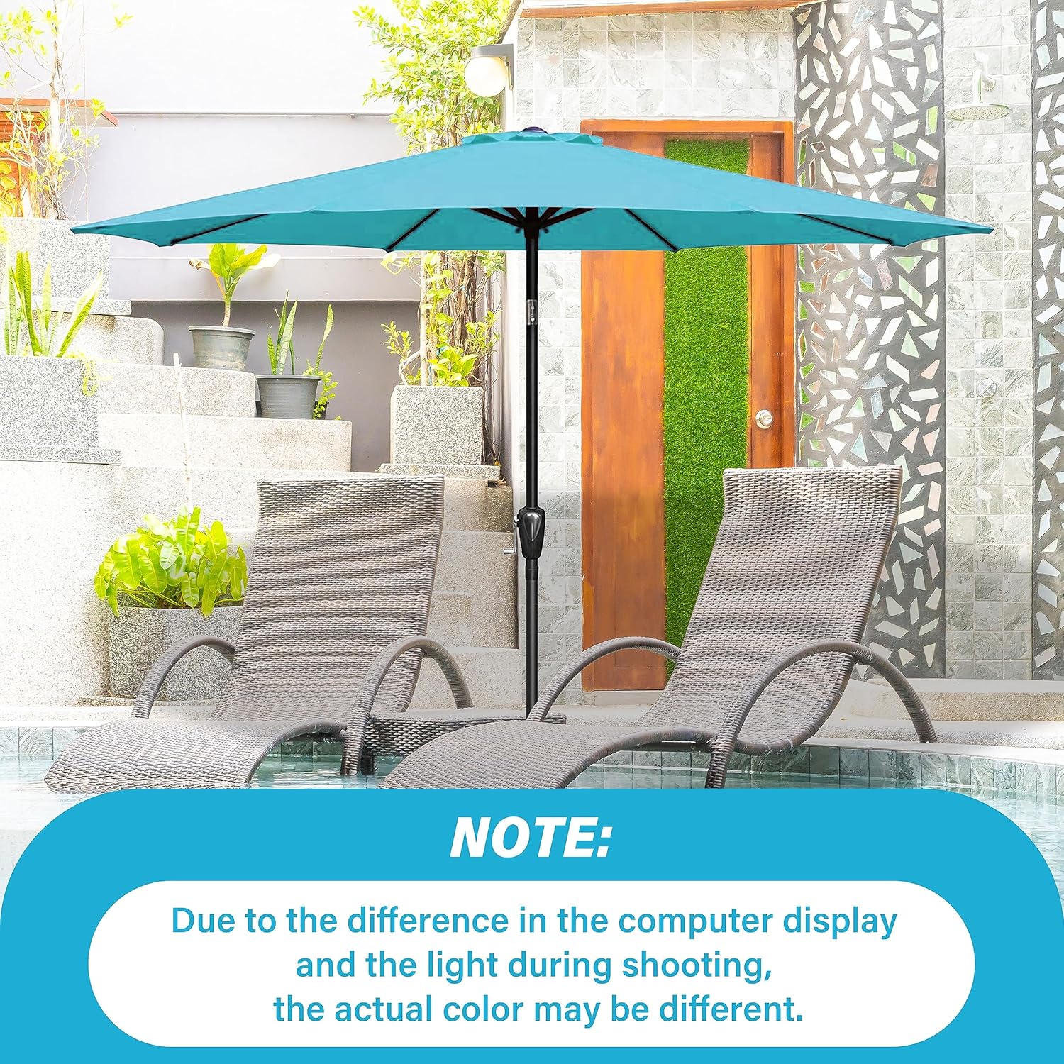 YSSOA 9' Patio Umbrella Replacement Canopy Only for 8 Ribs, Turquoise