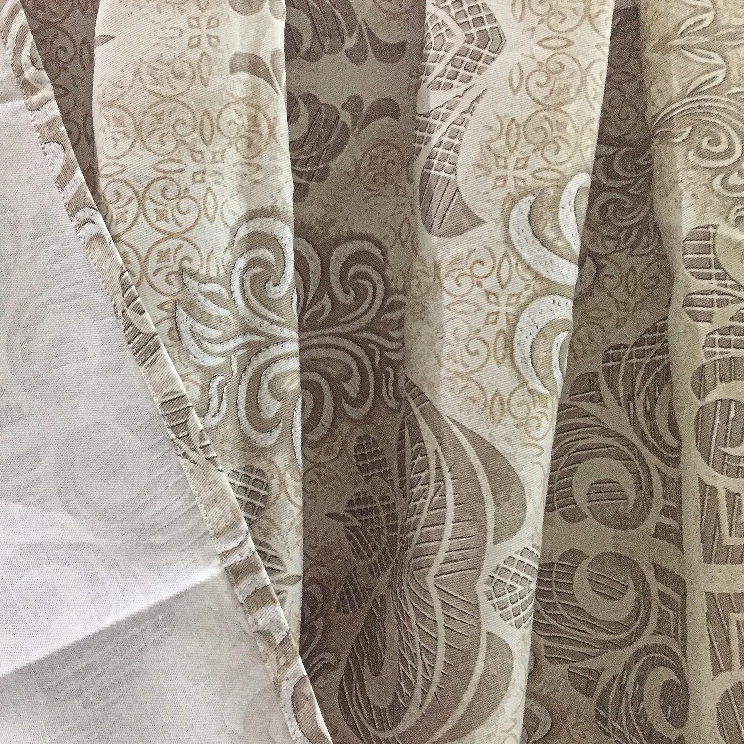 Mosaic Printed 3D Mosaic Designed 100% Cotton Textured Fabric 70x72 Shower Curtain in Beige image 4