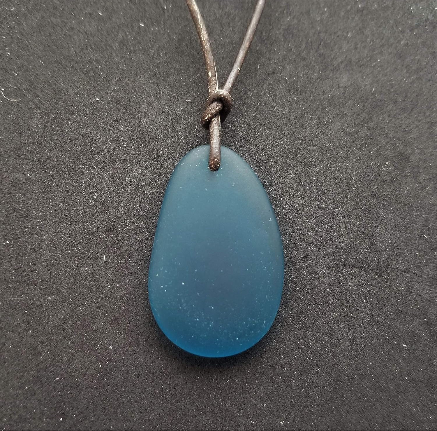 Yinahawaii Handmade Leather Cord Large Oval Sea Glass Necklace, Minimalist Design Unisex Hawaii Gift for Him or Her, Unique Activity Jewelry, No Metal Parts - Image 4