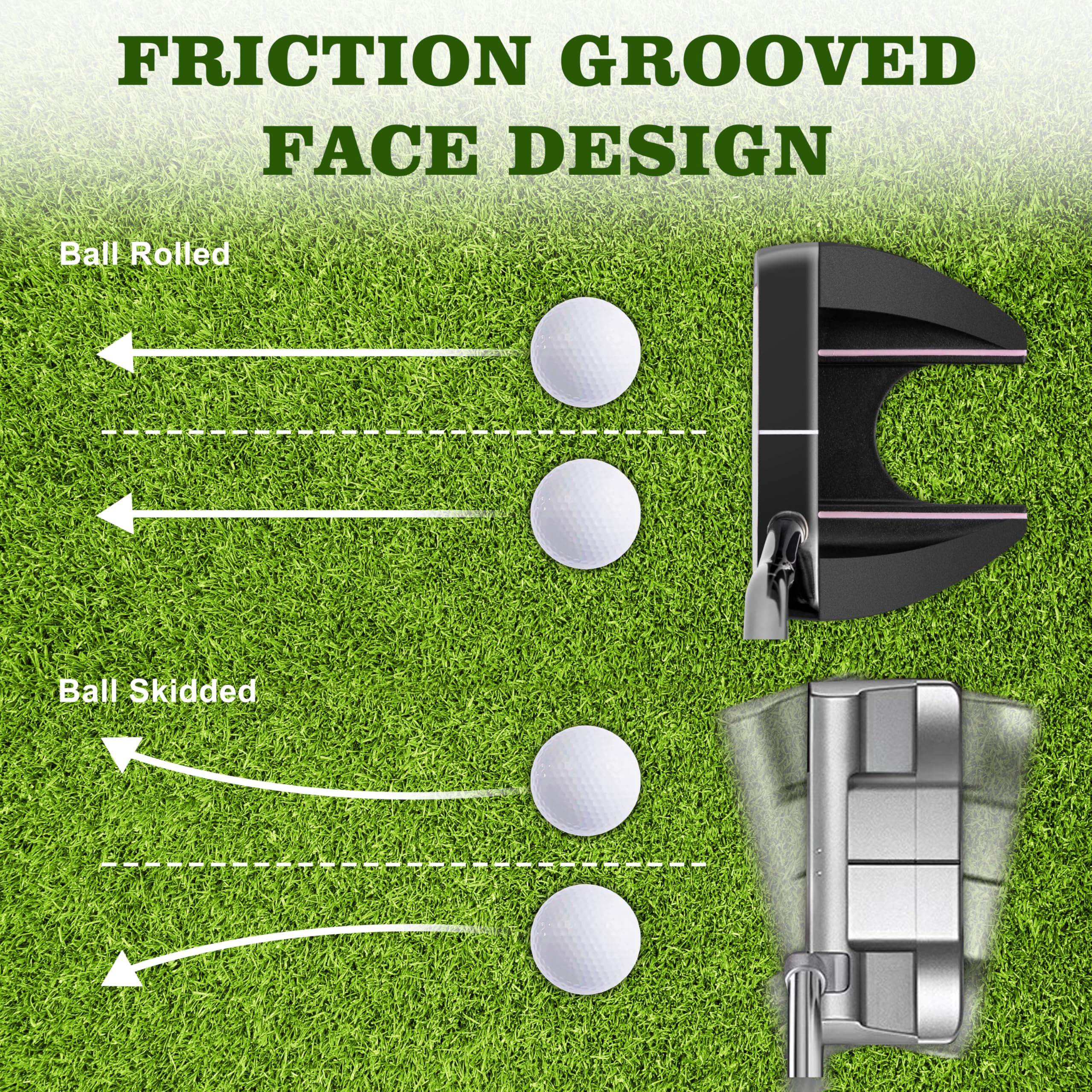 PGM 83.8 cm Golf Putter für Wonmen Rechtshänder mit Schlägerhaube, Ausrichtungshilfe High Moi Mallet Putter Golfschläger für Geradere Putts TUG041