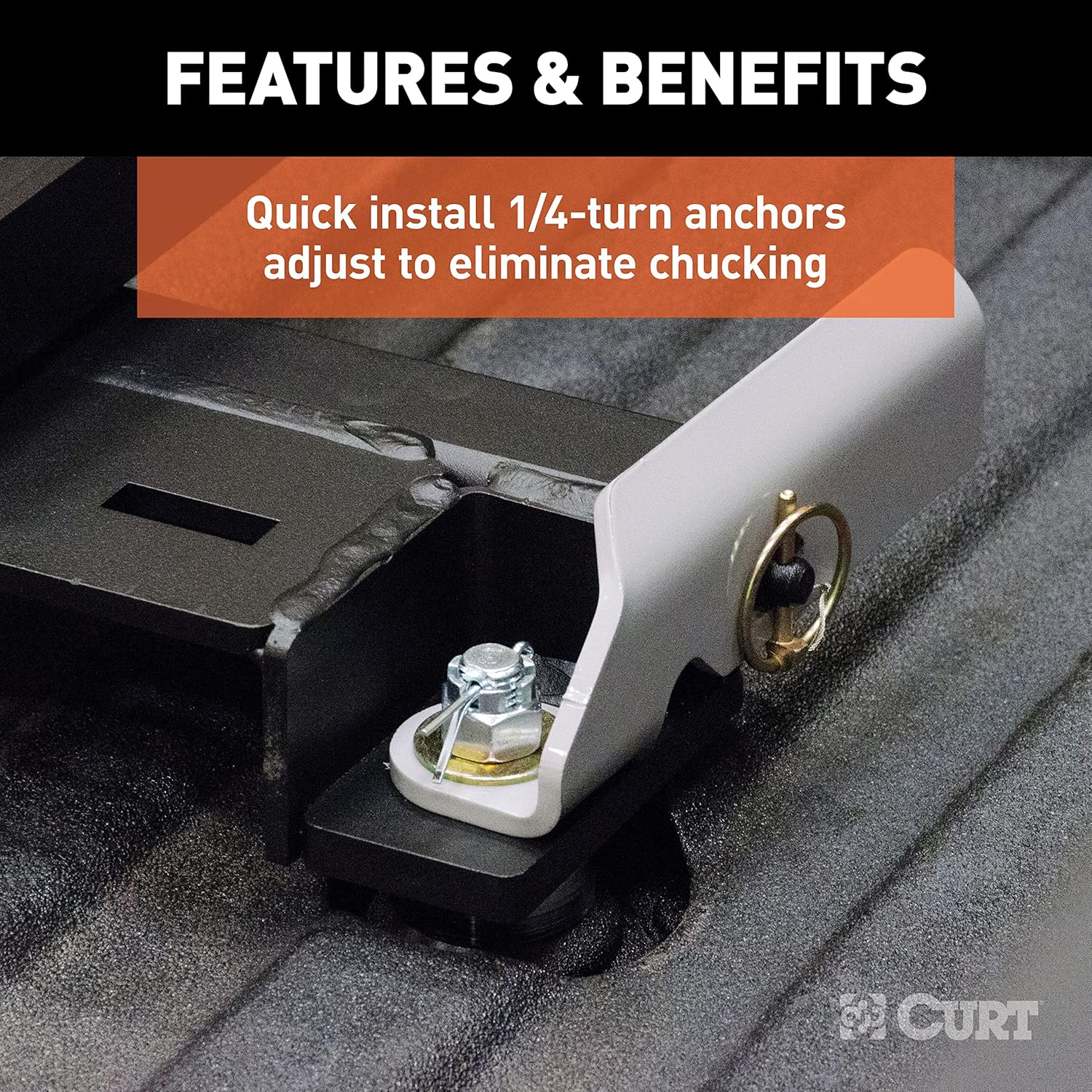 CURT 16023 Replacement Chevrolet Silverado, GMC Sierra 2500, 3500 HD Puck System 5th Wheel Roller Adapter, 20,000 lbs, Hitch Head and Roller Required