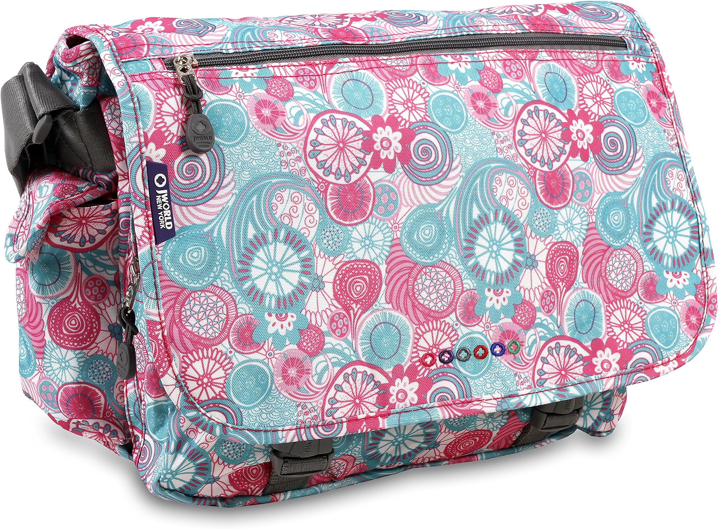 J World New York Terry, Blue Raspberry, One Size, Terry Cute Messenger Bag for Women Kids School