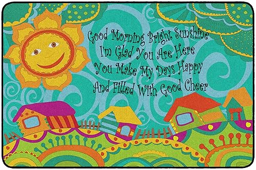 Flagship Carpets Good Morning Bright Sunshine - Alfombra colorida de dibujos animados para aula infantil, alfombra de habitación de niños, sala de