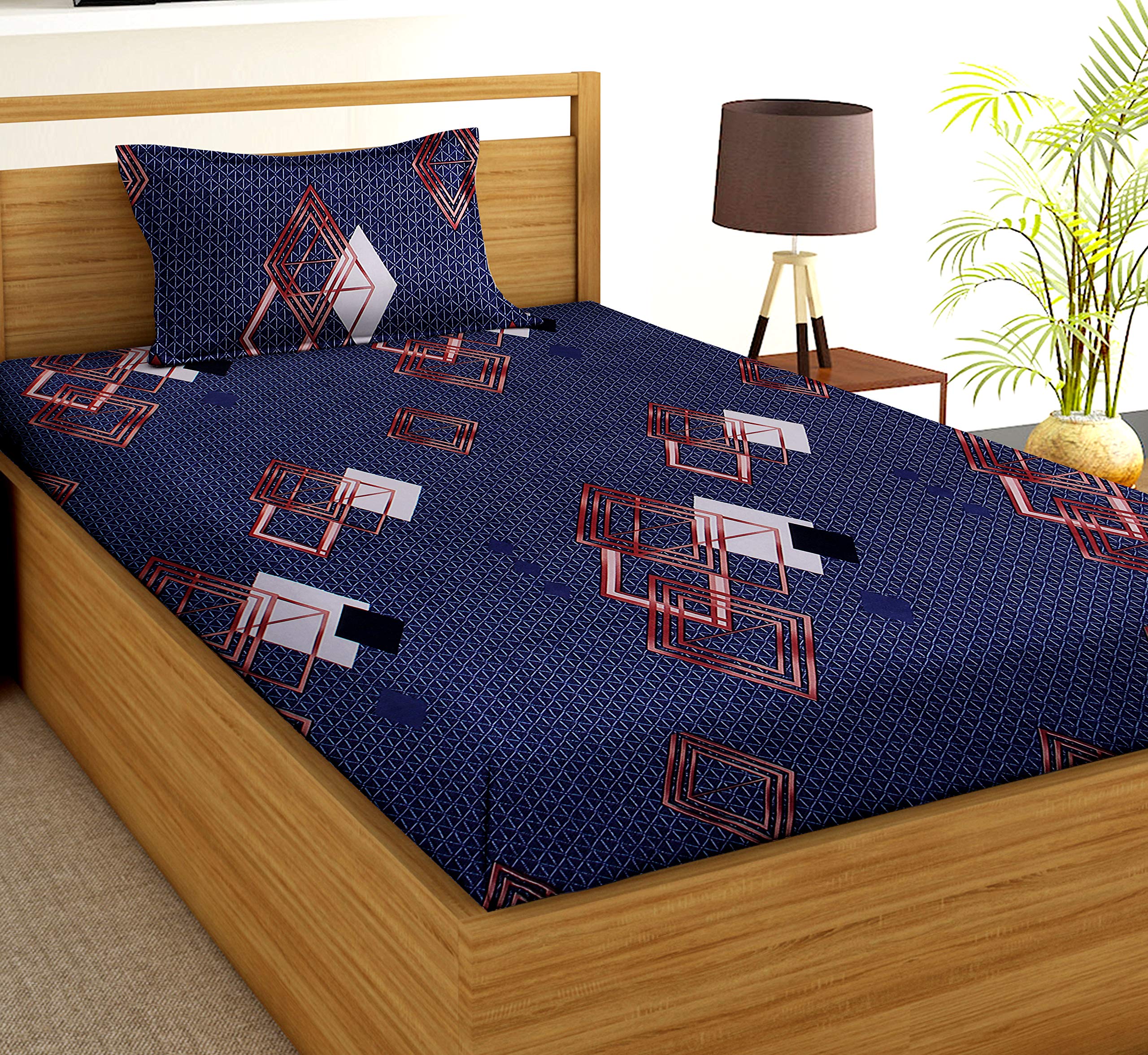 BSB HOME ® Cotton 220 TC Floral Traditional Single Size Bedsheet with 1 Pillow Covers, (60 x 90 Inches, Dark Blue and Red) (B08PDFZVJV) Amazon Price History, Amazon Price Tracker