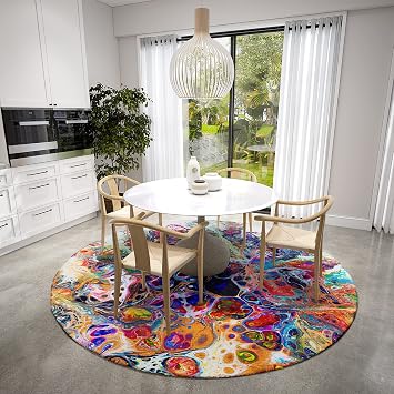 Addison Rugs Karina AKC31 Kaleidoscope 8 x 8 Indoor Outdoor Round Rug, Easy Clean, Machine Washable, Non Shedding, Bedroom, Entry, Living Room, Dining Room, Kitchen, Patio Rug