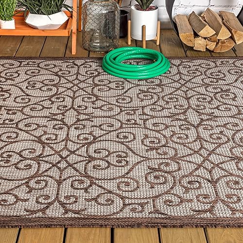Miniatura 10 de Jonathan Y SMB107C-4 Madrid Alfombra, filigrana texturizada, vintage, interior y exterior, gris pardoespresso, 4 x 6 pies, alfombra de área