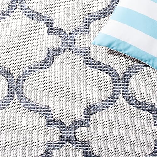 Miniatura 6 de MARTHA STEWART x SAFAVIEH MSRO336G - Alfombra de 6 pies 7 pulgadas x 9 pies, color plateado y gris, para interiores y exteriores, impermeable, fácil