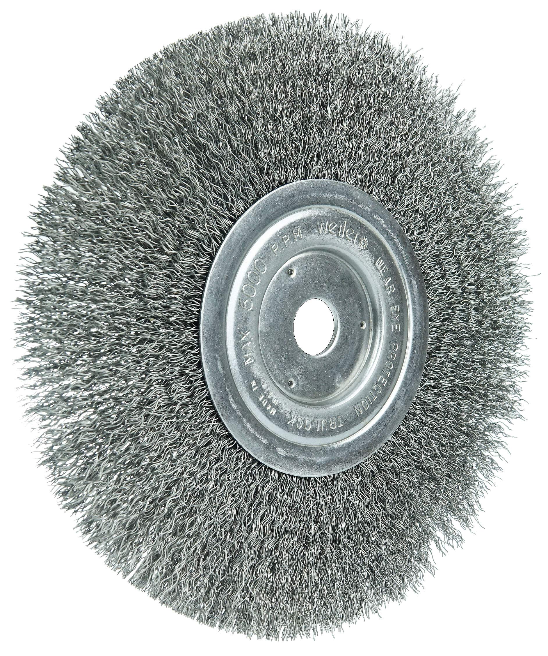 Weiler 01178 Trulock 3/4" Arbor, dimensione filo 0,014", diametro 20,3 cm, larghezza viso 3/4" Setole in acciaio, spazzola per ruota a filo crimpato