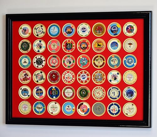 Miniatura 21 de Tenedor de la vitrina del marco de la moneda de la viruta del póker del casino 48 con el inserto coloreado negro