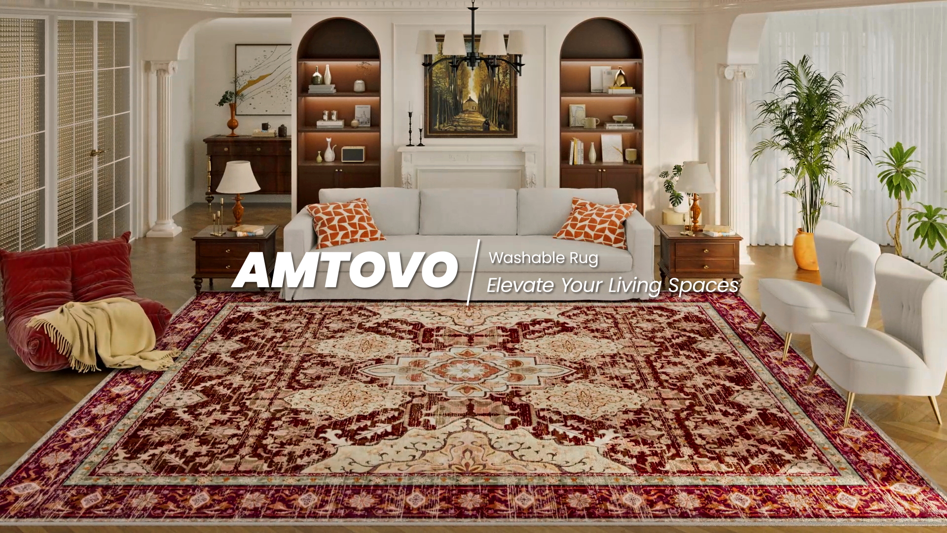 AMTOVO Tapete Área 8x10 Rectangular Boho Vintage Rojo miniatura 7