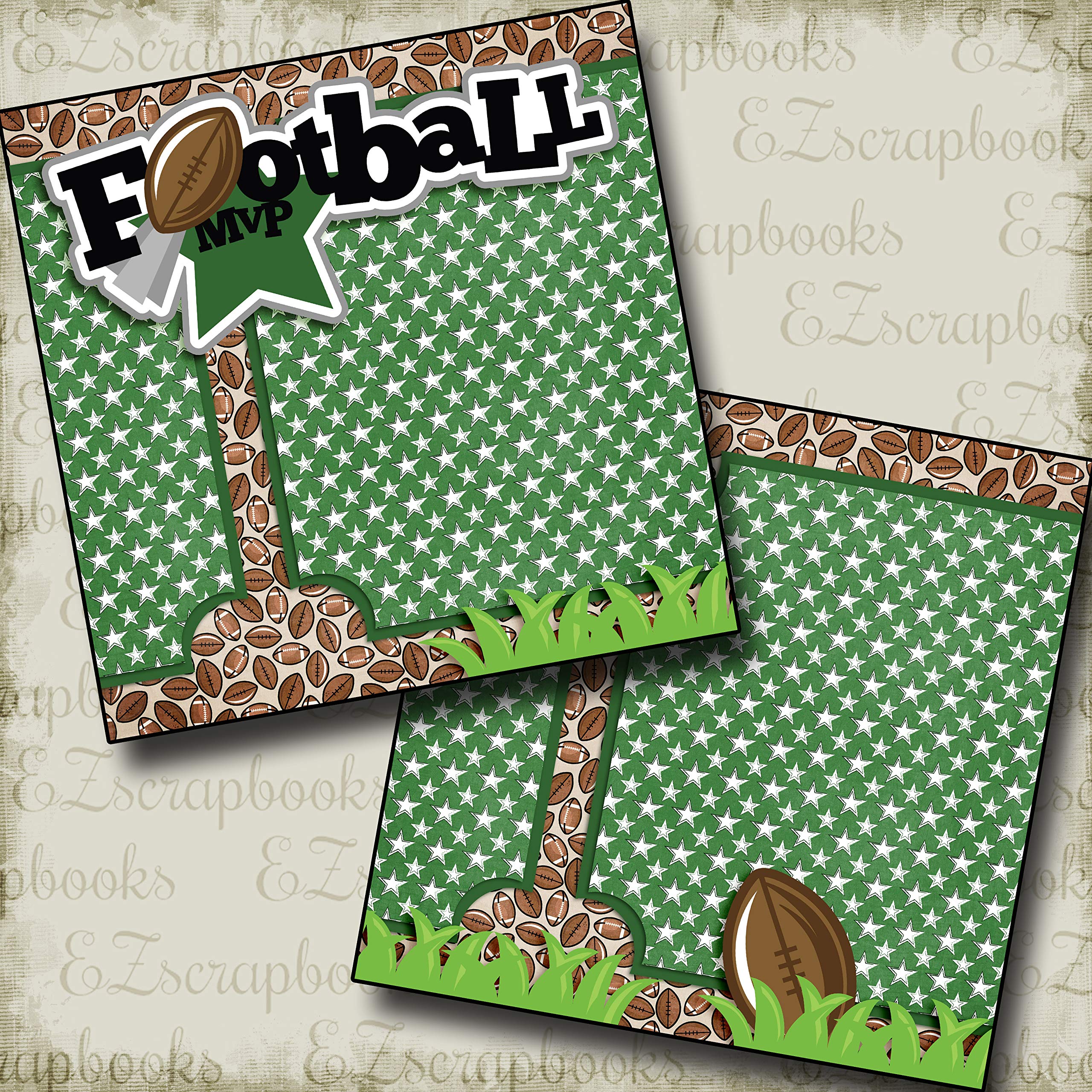 Football MVP Green - Premade Scrapbook Layouts (EZ Quickpage Layout 3252) - 2-Page Set