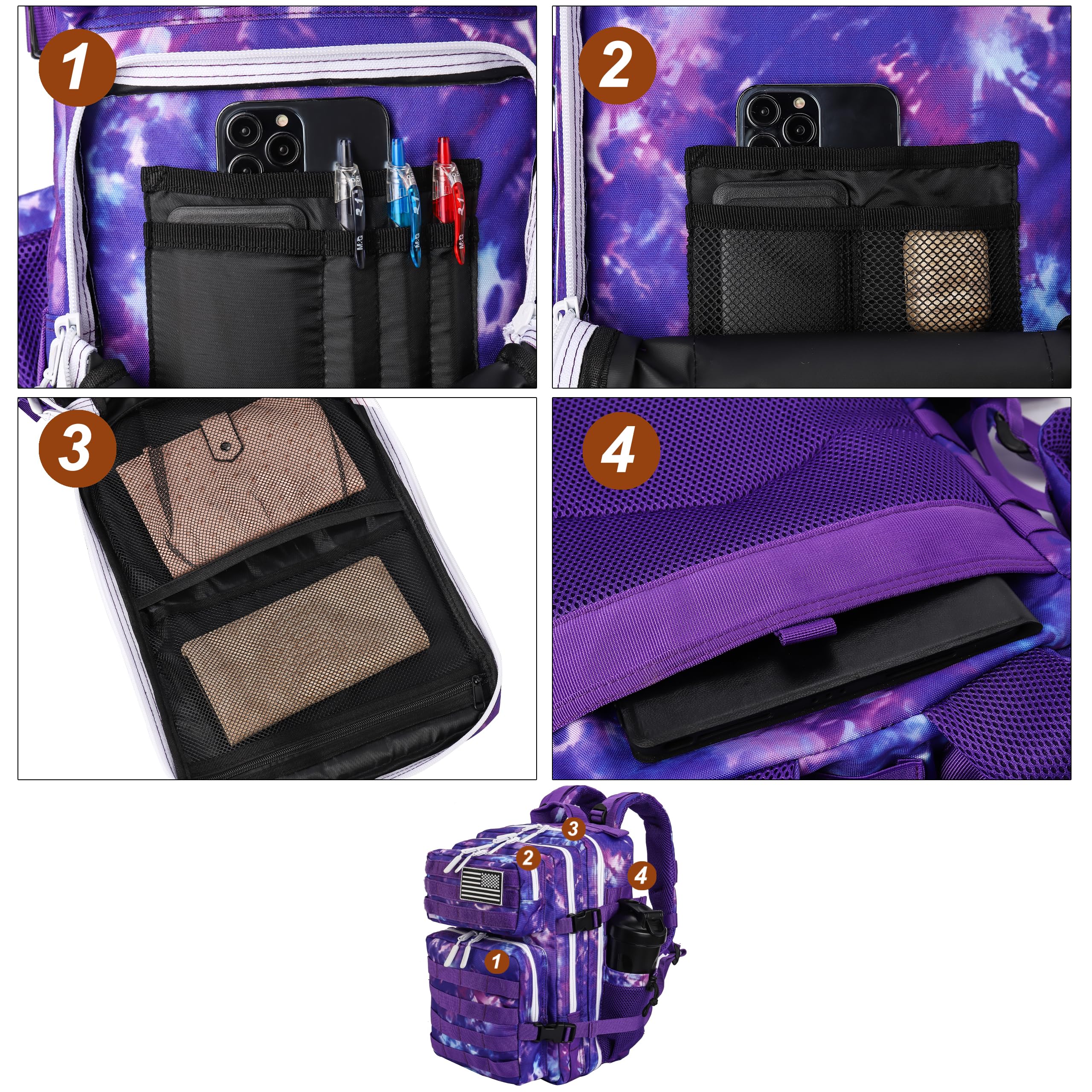 LHI Mochila táctica militar para hombres y mujeres, 25 L/35 L, mochila pequeña con soporte para botellas