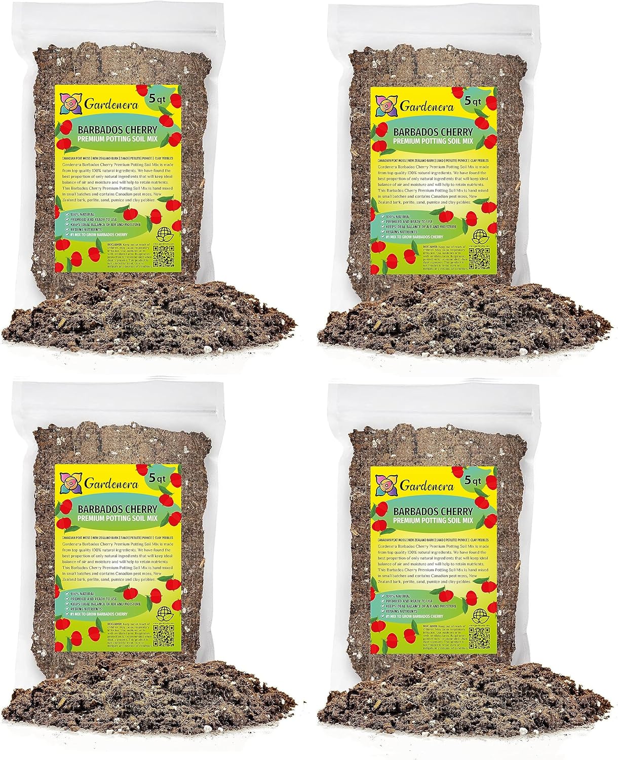 Gardenera Barbados Cherry Plant Potting Mix - Elevate Your Harvesting Experience with a Premium Blend for Flavorful Fruits - 20 Quart