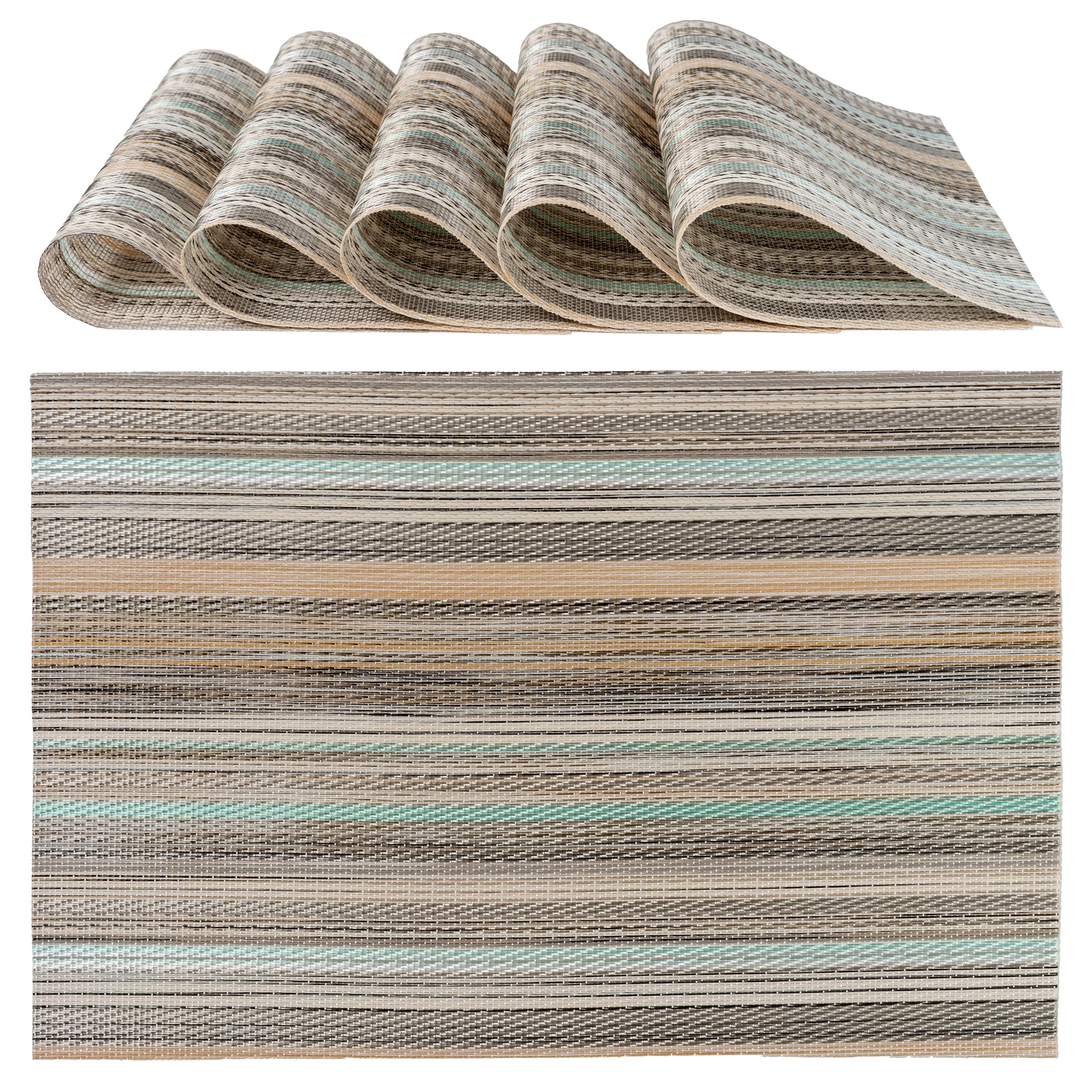 IPEA Tischsets Abwaschbar 45 x 30 cm - 6er Set - Für Abendessen, Mittagessen, Frühstück - Hitzebeständig, rutschfest, Schmutzabweisend für Küchentisch und Wohnzimmer - Platzsets Abwischbar - Beige