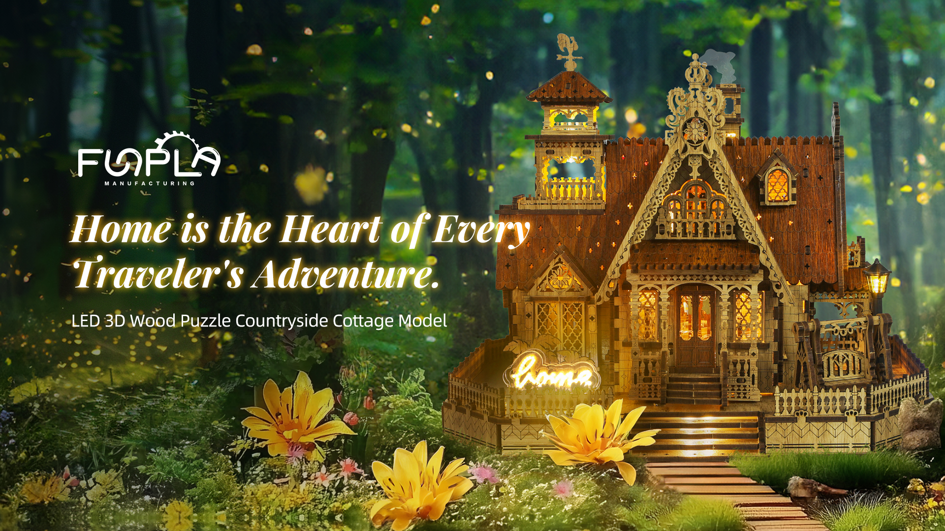 Amazon.com: FUNPOLA Countryside Cottage LED 3D Wood Puzzle DIY