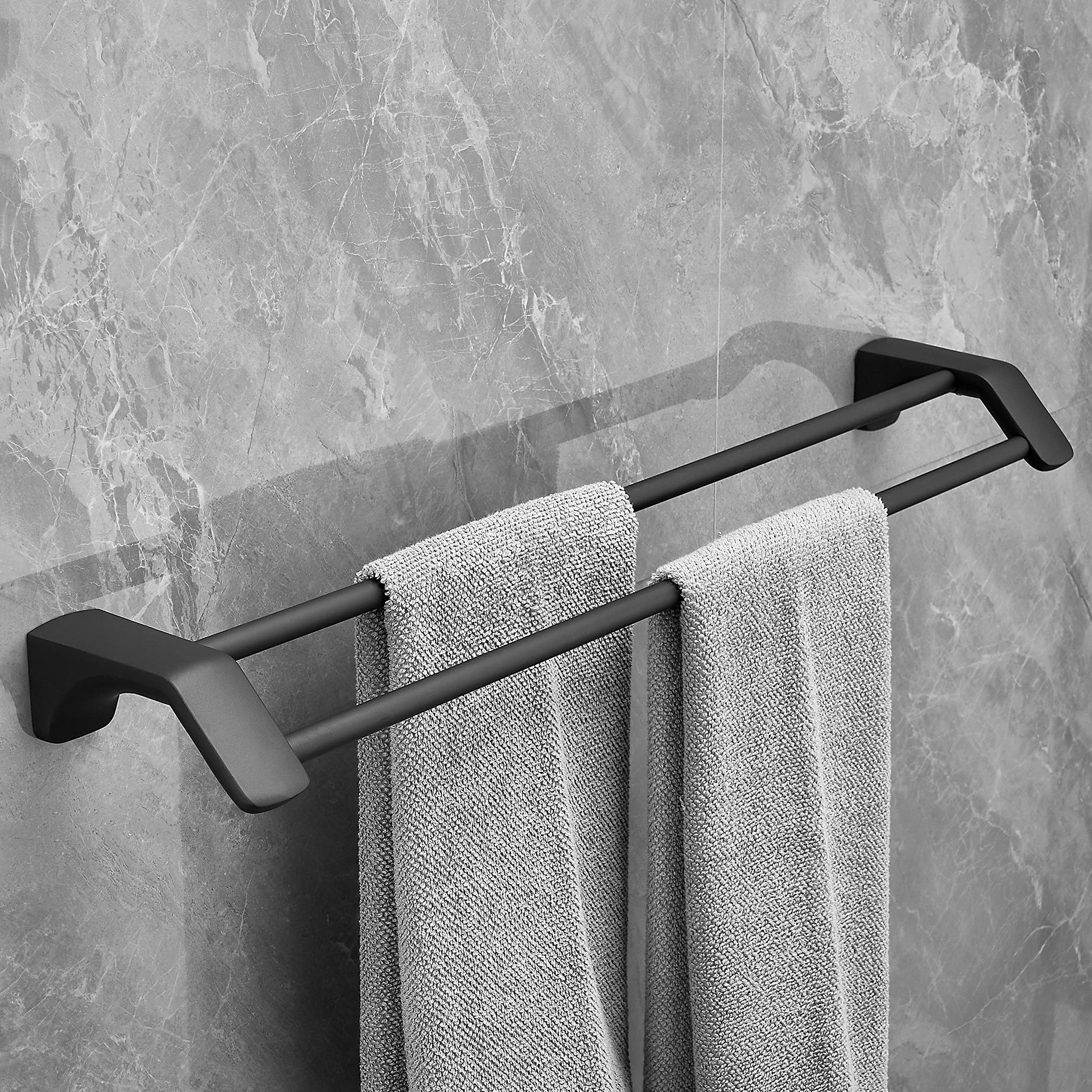 Plantex Space Aluminium Dual Towel Rod for Bathroom/Towel Holder/Towel Hanger/Towel Stand/Bathroom Accessories Set(971, Black)
