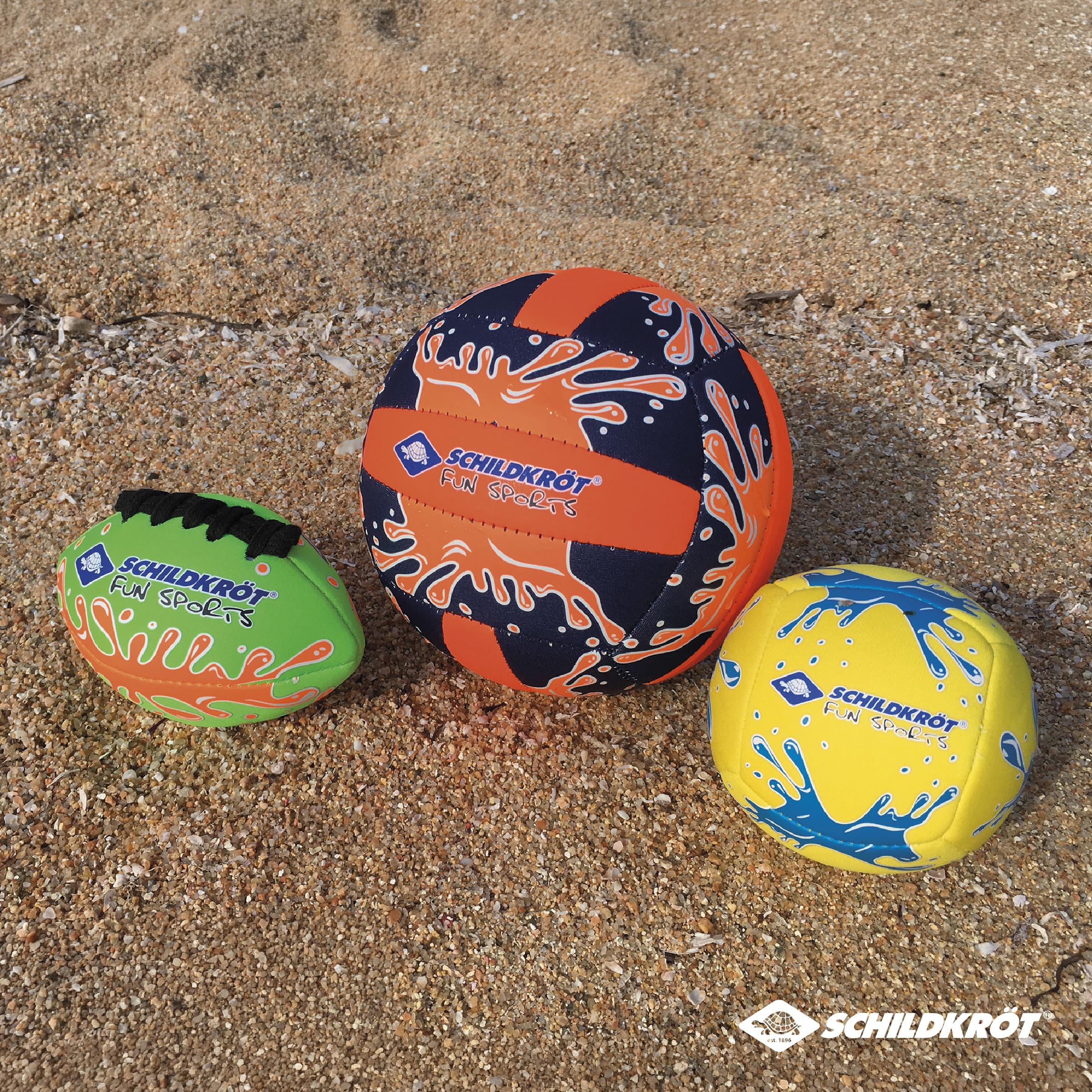 Schildkröt® Neoprenowa mini siatkówka plażowa, rozmiar 2, Ø 15 cm, przyczepna powierzchnia tekstylna, odporna na działanie słonej wody, idealna do małych dziecięcych dłoni, 970274