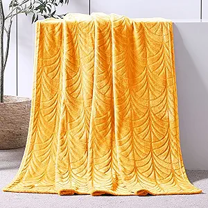 Whale Flotilla Flannel Fleece Throw Blanket for Couch, Soft Fluffy Velvet Sofa Blanket with Decorative Vintage Pattern for All Season, Warm and Lightweight, 50x60 Inch, Lemon Yellow