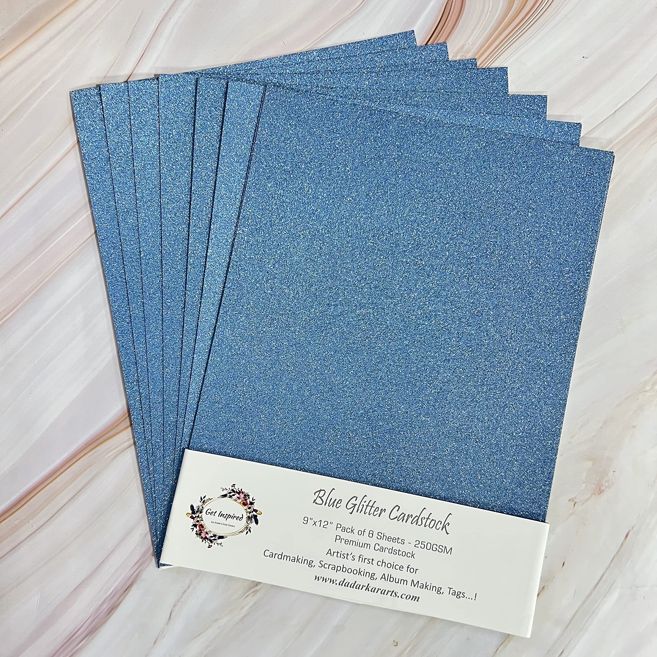 Blue Glitter Cardstock 9"x12" 10/Pkg by Get Inspired