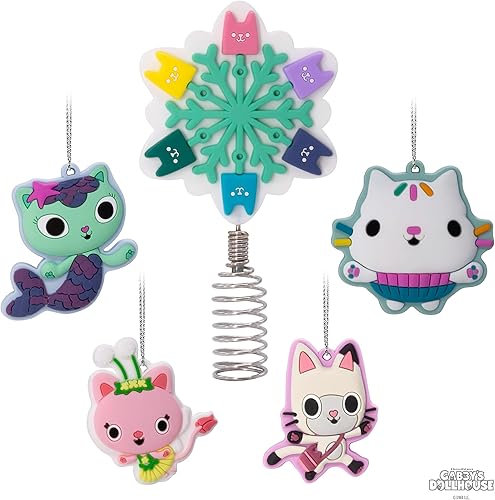 Miniatura 6 de Hallmark DreamWorks Animation Gabby's Dollhouse - Decoración para árbol de Navidad en miniatura de 5 pulgadas y mini adornos de 1.7 pulgadas, juego