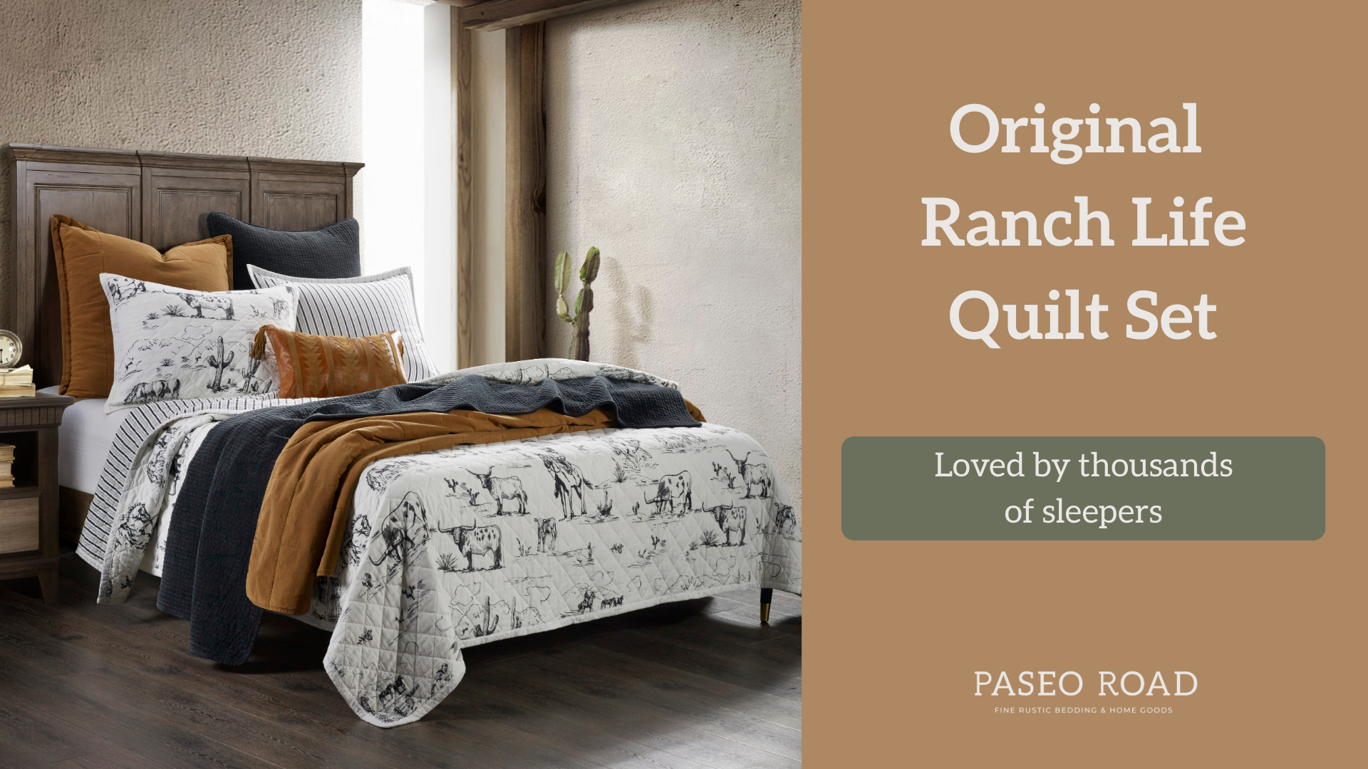 Paseo Road By HiEnd Accents - Set 16 Pezzi Stoviglie In Ceramica Ranch Life Western - Piatti, Ciotole, Tazze, Motivo Mucca E Cavallo, Stile Rustico