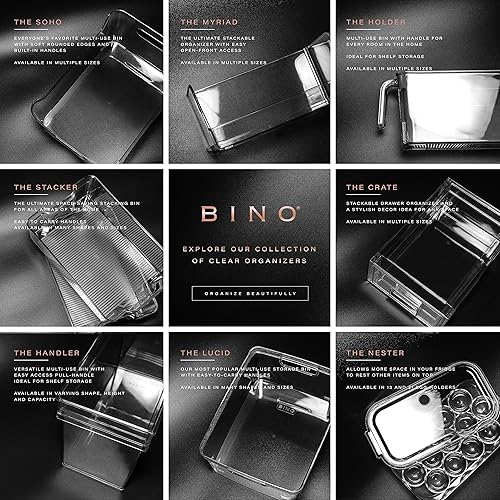 Miniatura 6 de BINO - Contenedores de almacenamiento de plástico, pequeños, 2 unidades, blancos - Colección The Soho - Organizadores de despensa y organizador para
