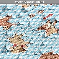 Vista 254 de Ambesonne Tela de Fiesta Popstar por Yarda, Estilo de Dibujos Animados Garabatos Dibujados a Mano Tema Musical Impresión de Arte Lineal, Tela