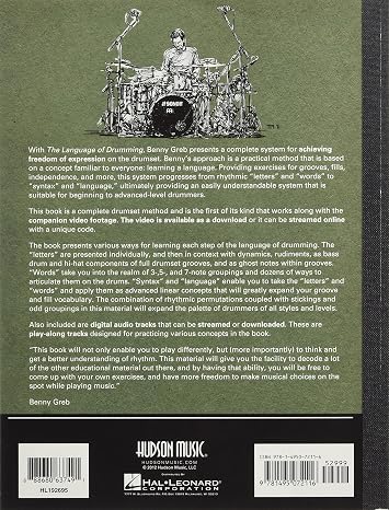 The Language of Drumming: A System for Musical Expression by Benny Greb | Drum Instruction Method Book with Rhythm Concepts, Grooves, Fills, Online Audio and 2-Hour Video for Drumset