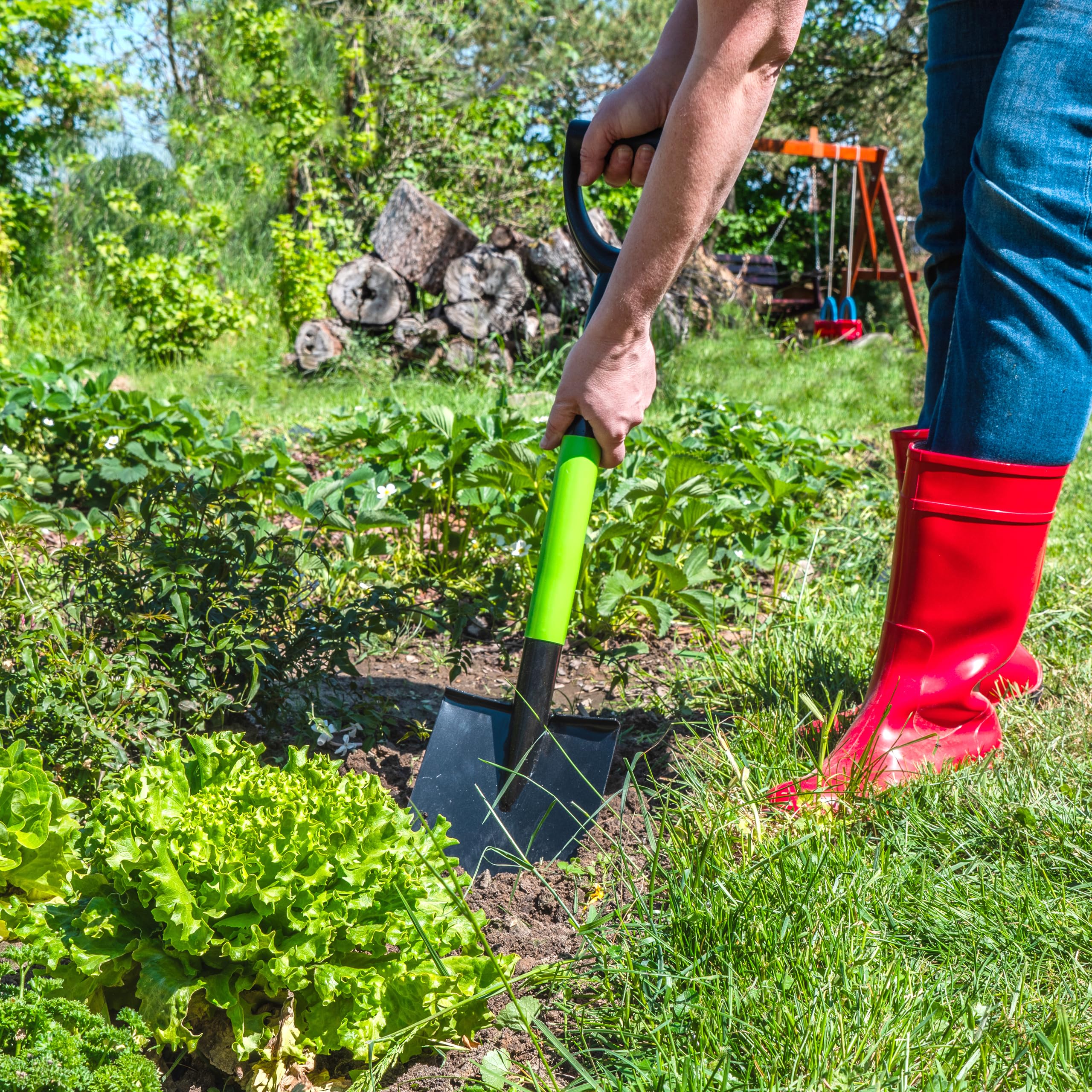 Garronda Spaten Garten nützliches Garten Zubehör für Pflanzen und Gartenarbeit Länge: 78 cm GD-0001 (Schaufel aus Metall mit Metallschaft)