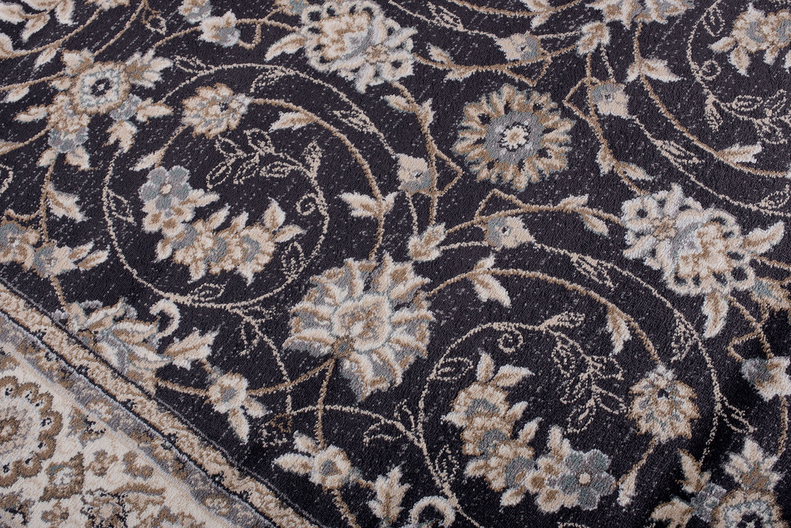 Carpeto Tapis Couloir 120x170cm Noir Classique Traditionnel Doux Esthétique