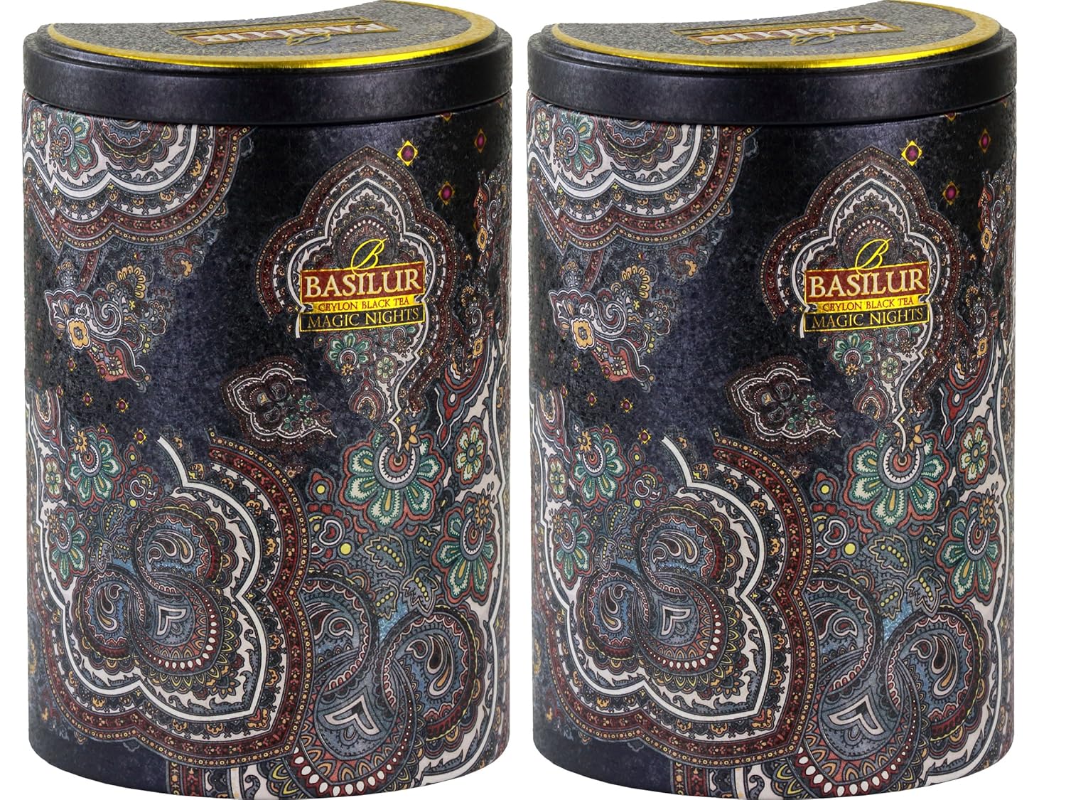 Basilur | "Magic Nights " Oriental Collection | Black Leaf Tea with cranberry and cornflower | 100g / 3.52oz in Tin Caddy | Pack of 2