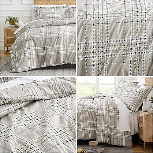 Miniatura 3 de Southshore Fine Living, Inc. Vilano - Juego de funda de edredón tamaño King de 3 piezas, con estampado a cuadros, 2 fundas de almohada a juego (108