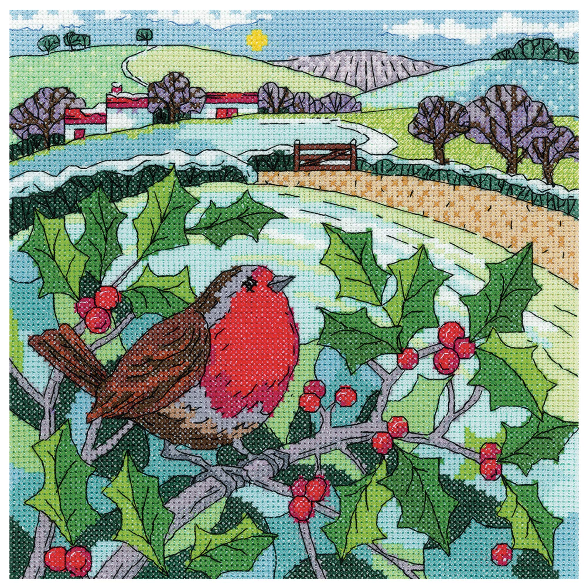 Heritage Crafts Clear Cross Stitch Kit - Winter Landscape (Aida)
