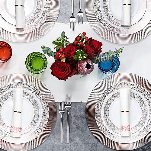 Miniatura 5 de Platos de carga de oro rosa de 13 pulgadas (juego de 6) platos de servicio de cena para fiestas, bodas, Acción de Gracias, celebraciones de