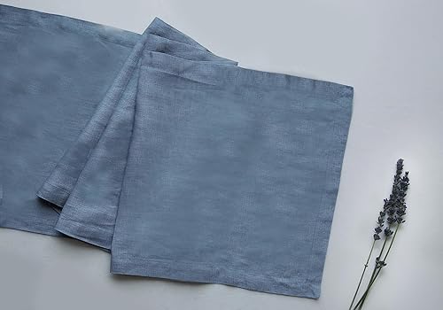 AMAVI Servilletas de lino 100% europeas color azul pizarra  Servilletas de tela lavables de 20 x 20 pulgadas, Servilletas de tela para mesa