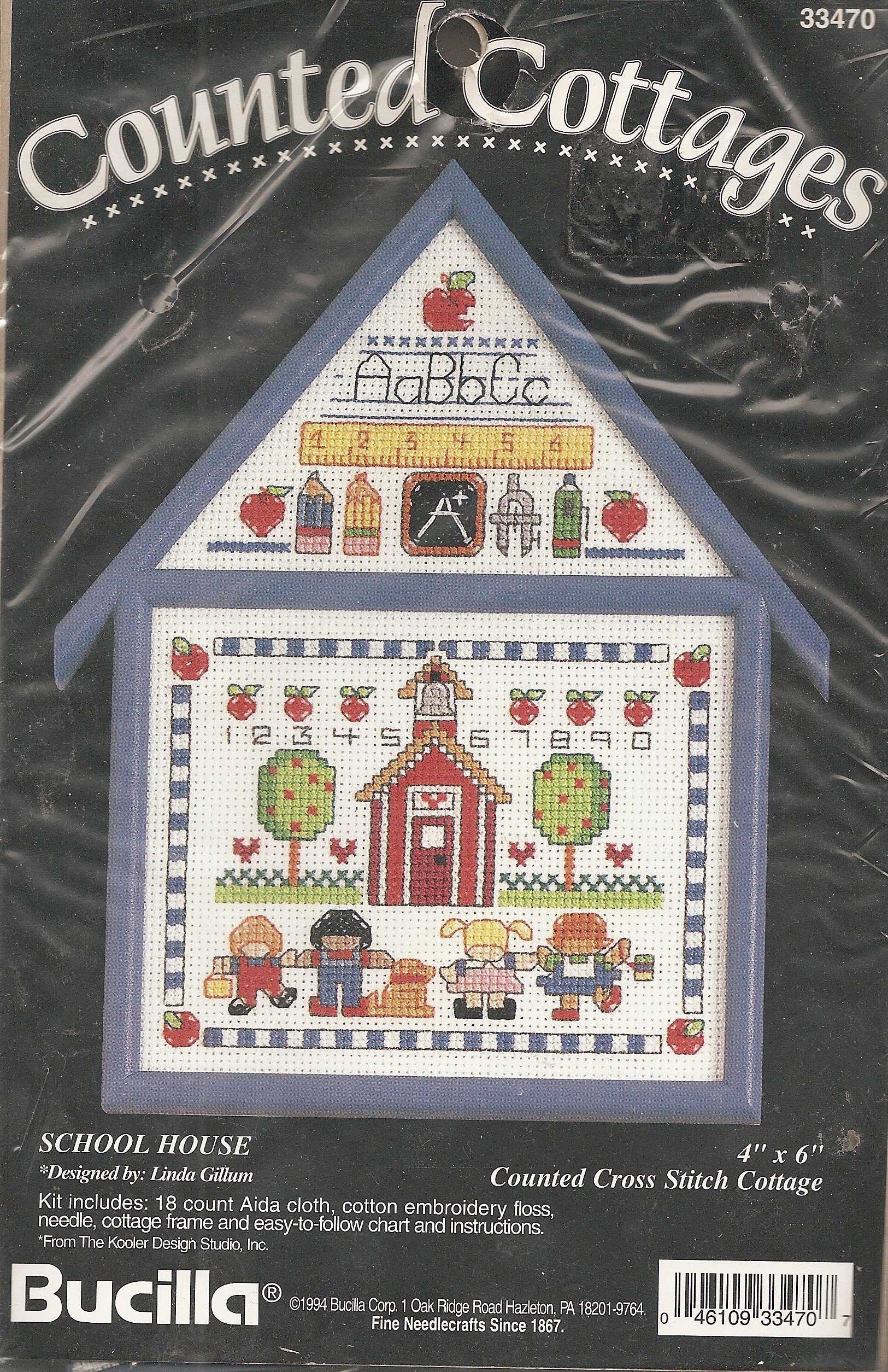 Bucilla School House 1994 kit point de croix compté vintage pour canevas rétro