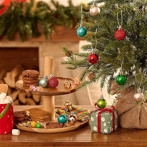 Miniatura 3 de DecorbyHannah - Bolas pequeñas de Navidad de 49 unidades de 1.181 in, adornos inastillables para árbol de Navidad de elfo rojo, verde y azul,