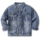 Girls Boys Jean Jacket for (4-14 Years Kids) Trendy Cozy Soft Ripped Denim Coat Casual Outerwear School Travel Teen Gift