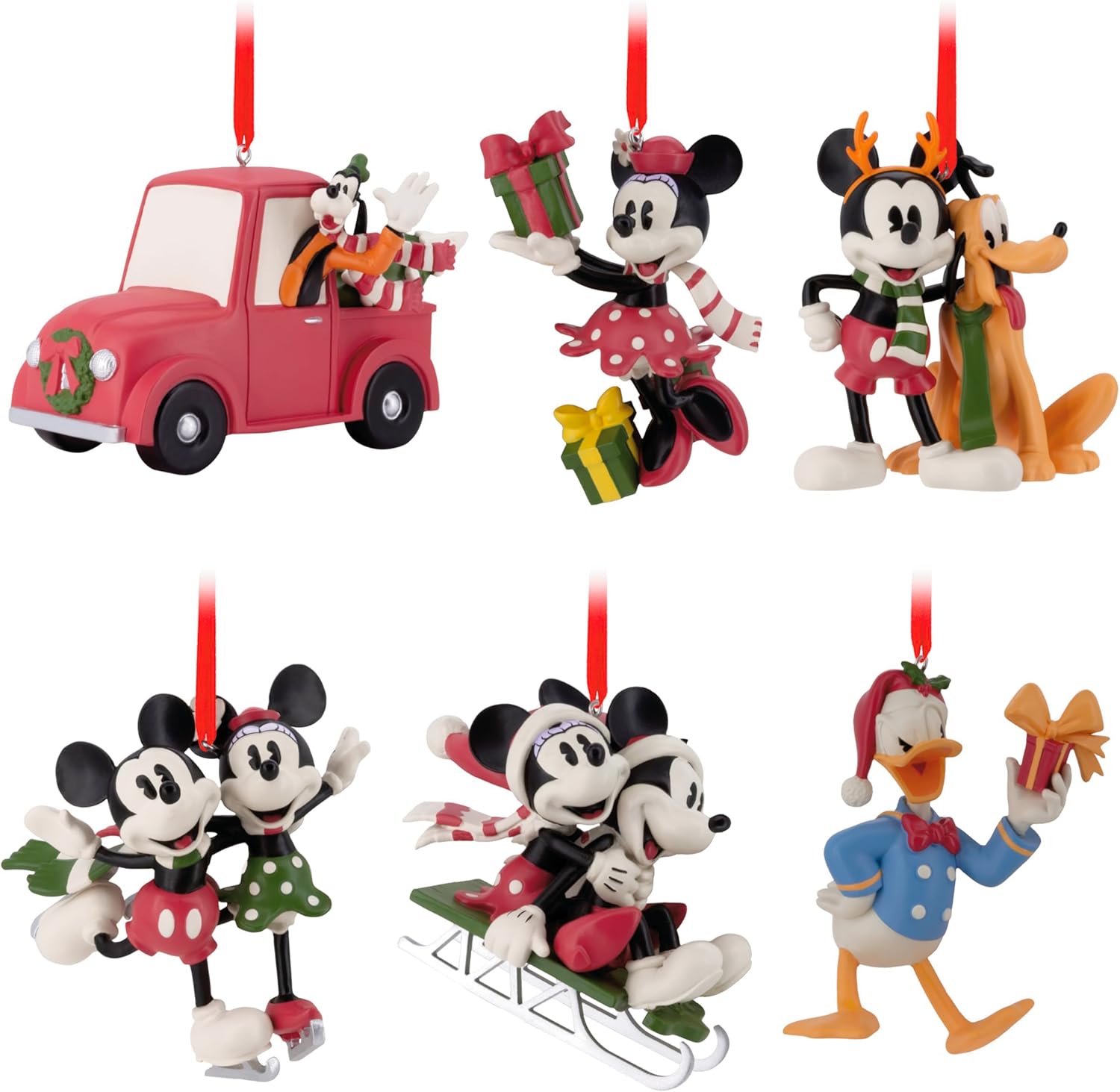 Hallmark Disney Mickey Mouse and Friends Christmas Ornaments, Set of 6