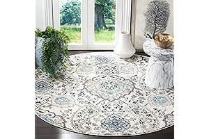 SAFAVIEH Madison Collection Area Rug - 10' Round, Cream & Light Grey