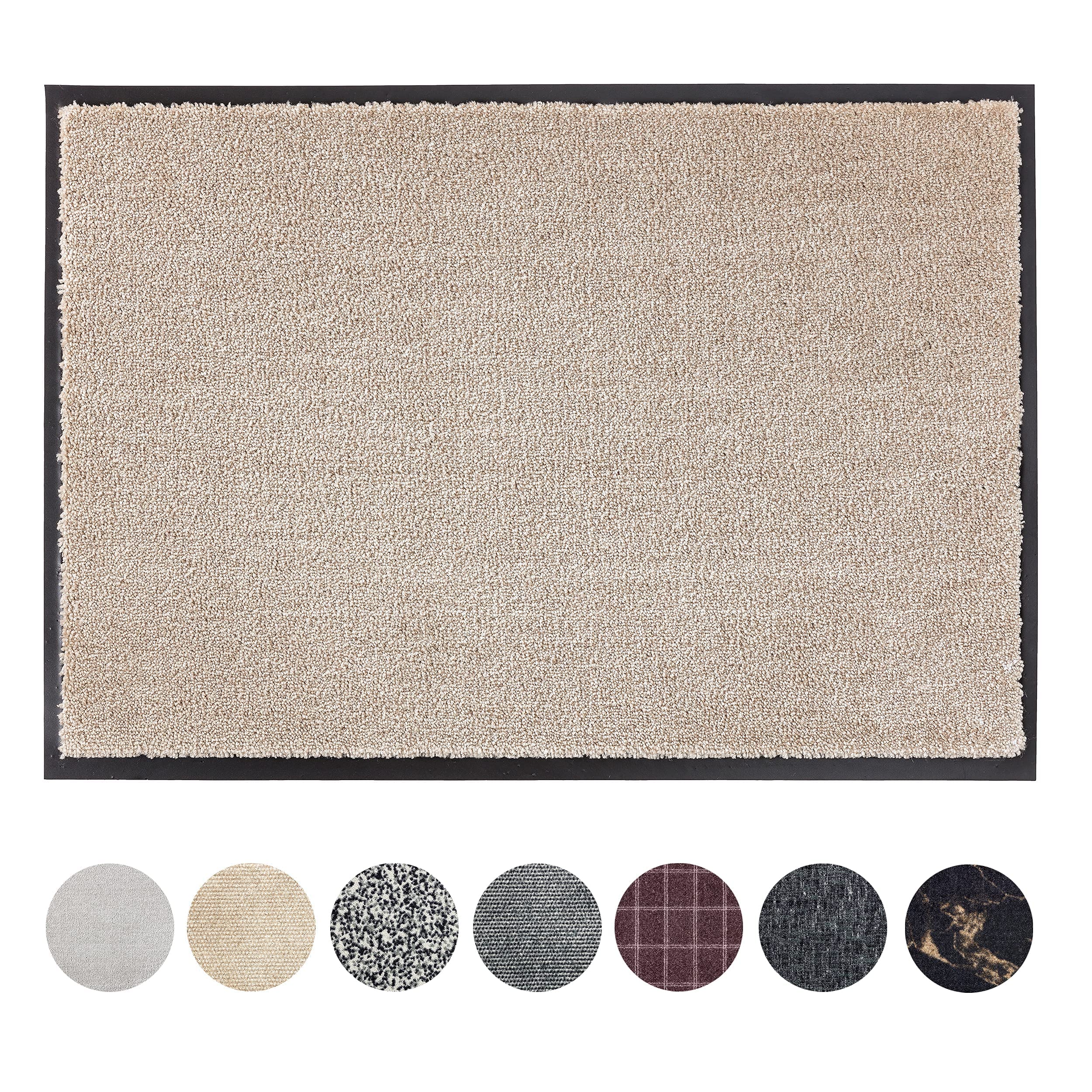 Rutschfeste Türmatte waschbar Innen - Beige 50 x 70 cm (Rechteckig) | Strapazierfähig Fußmatte Innenbereich Schmutzfangmatte pflegeleicht Sauberlaufmatte robust Fussmatte Eingangsbereich Haustür