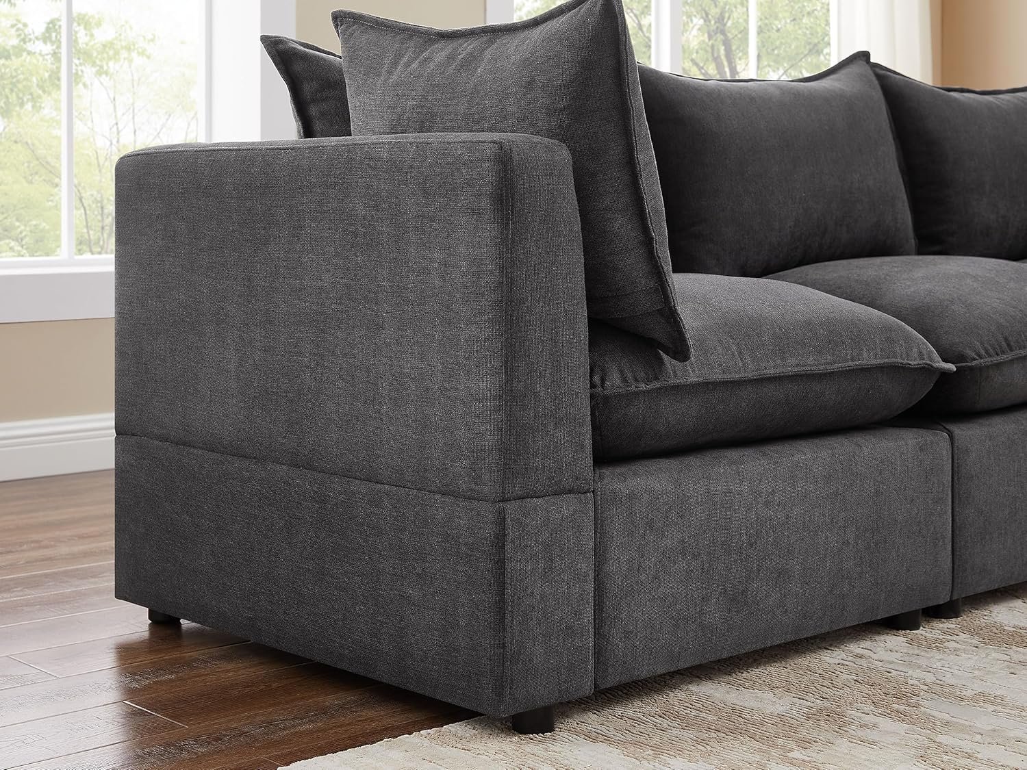 Modular Sectional Sofa, Convertible U Shaped Sofa Couch, Modular Sectionals with Ottomans, 6 Seat Sofa Couch with Chaise for Living Room (Dark Gray, U Shape)